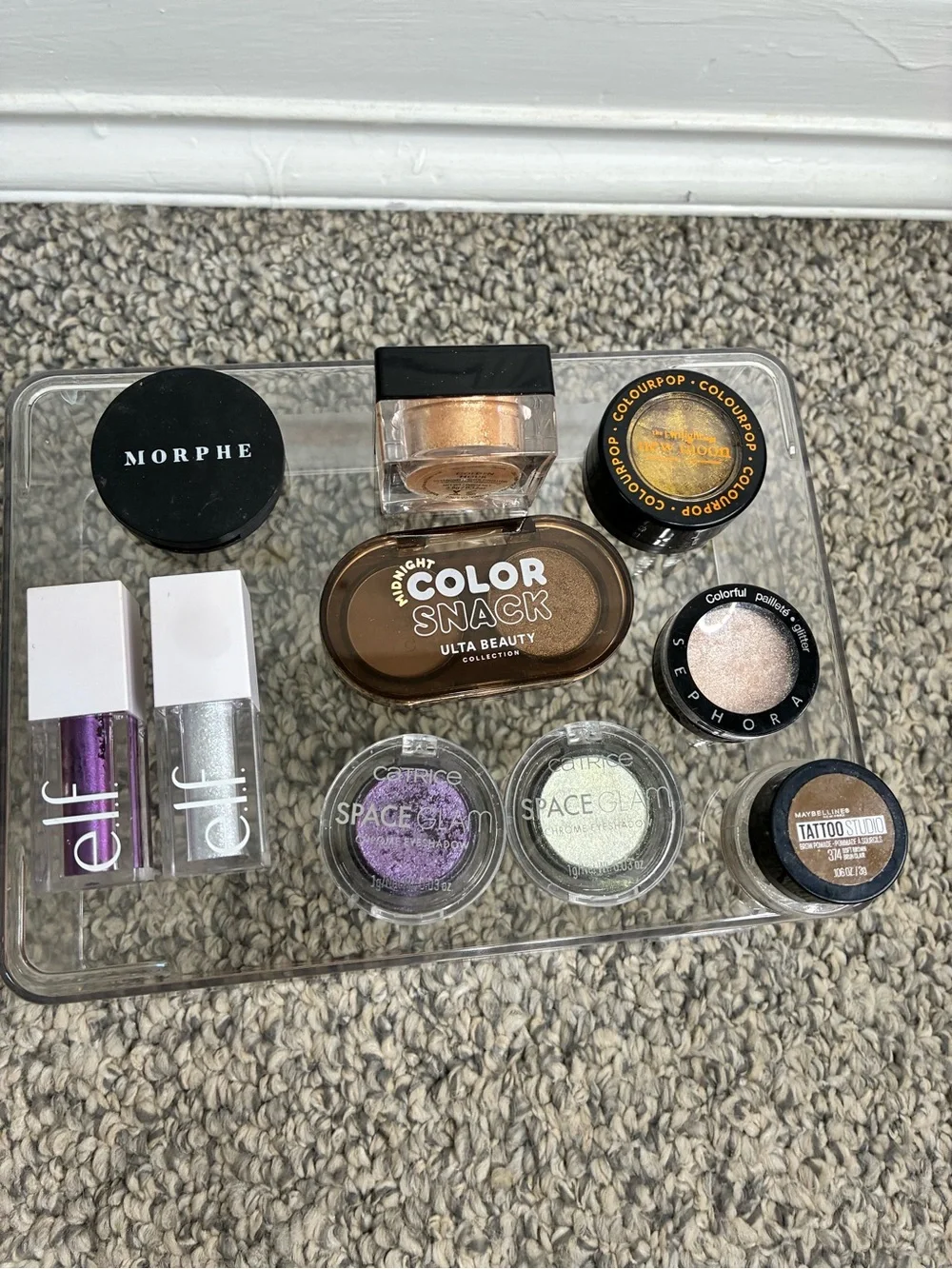 Eyeshadow singles Catrice ELF & Colourpop & Sephora brow bundle